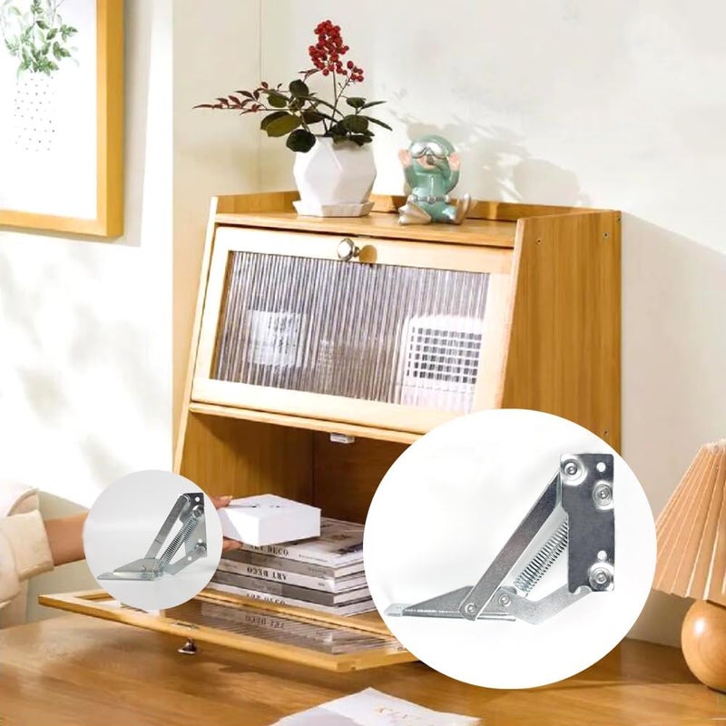 YIDELAI Spring Hinge (1 Pair) 90 Degree Folding Lifting Bracket, Sofa Bed Hinge, Suitable for Cabinet Doors, Furniture Storage Boxes (silver1) - Image 4